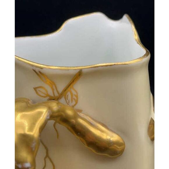 Antique H&Co Limoges Cream Pitcher 1 Pint Gold Floral Pansies - RARE - Picture 11 of 14